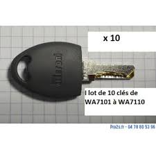 [11488] CLÉ GRISE P/ HYKE + MOSE + MBAR de WA7101 à 7110 (Jeu Cplt de 10 Clés) NICE - PR71CHS