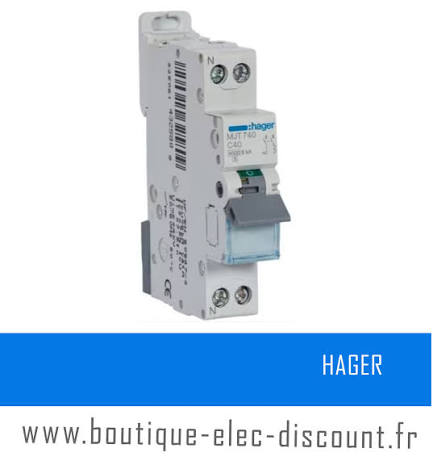 DISJONCTEUR 1P+N 6KA C-40A Hager - P/BORNE