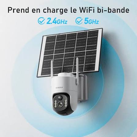 CAMERA SOLAIRE WIFI, 1x Objectif Rotatif, ( 2,4 & 5GHz ) - SHANNA