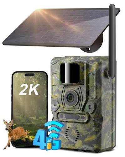[12440] CAMERA SOLAIRE 4G, 1x Objectif Fixe, Carte Sim, Couleur Camouflage de Chasse - XEGA