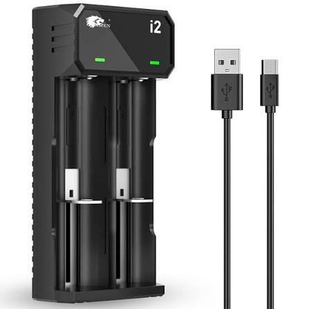 CHARGEUR de PILES 18650 (X2), MICRO USB NOIR