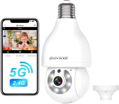 CAMERA AMPOULE, WIFI 2,4 & 5GHz, 3MP, EXTÉRIEUR - CIKIKWXO 