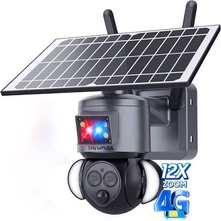 [12592] CAMERA SOLAIRE 4G, 2x Objectifs, Carte Sim, Couleur Grise - SHIWOJIA