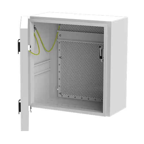 [12349] Coffret métal vide, IP66 petit modèle, avec RAIL DIN + grille perforée - SEWOSY COF-IPP1