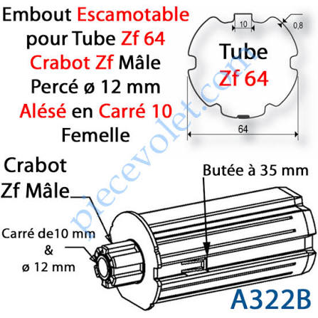 EMBOUT ESCAMOTABLE ZF64 CRABOT MALE - A322B