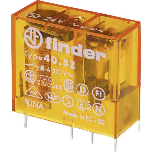 Relais pour circuits imprimés 12 V/AC 8 A 2 inverseurs (RT) - Finder 40.52.8.012.0000 