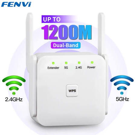 [RangeExtender] AMPLI WIFI, Point d'Accès Dual Band 2,4 & 5 GHz, 1200Mbps, Blanc, 4 Antennes - Range Extender