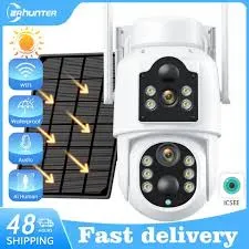 [D20-8MP] CAMERA SOLAIRE WIFI, 2x Objectifs, 8MP, Blanche - ICSEE-ALI