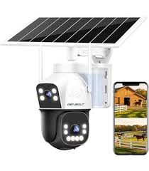 CAMERA SOLAIRE WIFI, 2x Objectifs, 12MP, PIR (détection humaine), Blanche, IP66 Extérieur, V380 - ALI