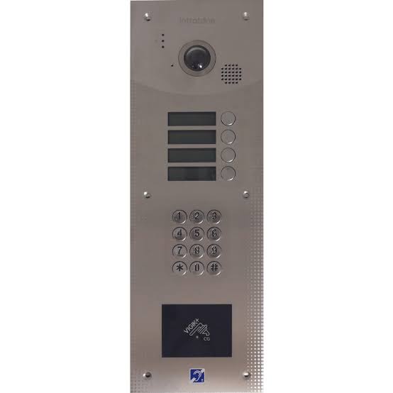 VISIOPHONE 4 boutons d'appel sans clavier + lecteur de proximité Vigik+®, mains-libres, Pose en encastrement, Finition Inox, INTRATONE - 27-3001-PLUS