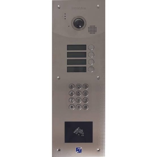 [273001PLUS] VISIOPHONE 4 boutons d'appel sans clavier + lecteur de proximité Vigik+®, mains-libres, Pose en encastrement, Finition Inox, INTRATONE - 27-3001-PLUS